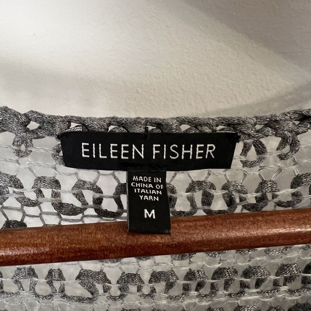 EILEEN FISHER Gray Fishnet Oversized Top~Size Medium SEE PHOTOS - Picture 3 of 8